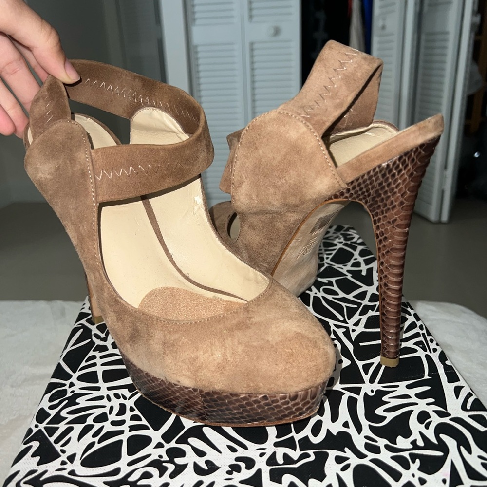 Brown high heels